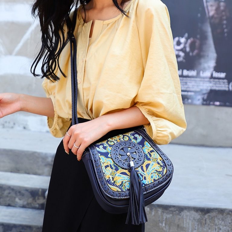 Sac Bandoulière Ethnique Macramé Fait Main - Style Boho Tribal - Neuf (Fait à Partir De Patchs Anciens)